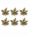 Design Imports Maple Leaf Napkin Ring, Set Of 6 In Gold
