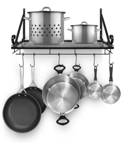 Sorbus Kitchen Wall Pot Pan Rack With 10 Hooks In Black