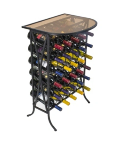 Sorbus Wine Stand 30 Bottle With Glass Top In Black