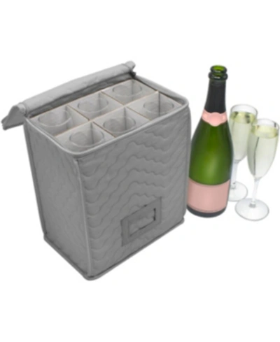 Sorbus Deluxe Microfiber Champagne Glass Storage Chest In Gray