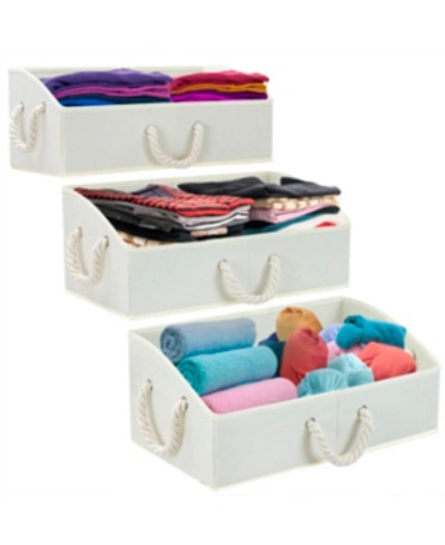 Sorbus Trapezoid Storage Box With Cotton Rope, Set Of 3 In Beige