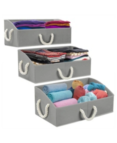 Sorbus Trapezoid Storage Box With Cotton Rope, Set Of 3 In Gray
