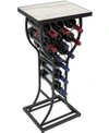 Sorbus Metal With Marble Finish Top Wine Storage Organizer Display Rack Table In White