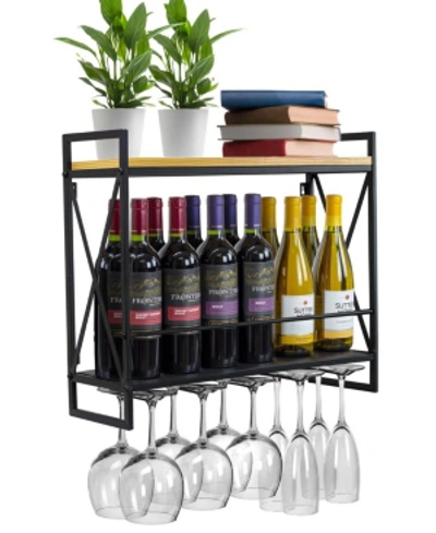 Sorbus 2 Tier Wine Bottle Stemware Glass Rack In Black