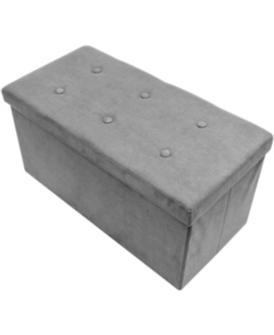 Sorbus Small Suede Foldable Storage Bench In Gray