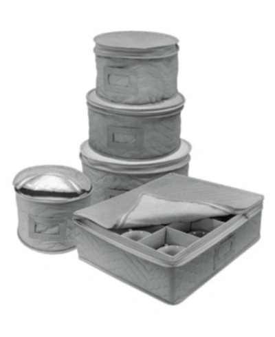 Sorbus Dinnerware Storage 5-piece Set For Protecting Or Transporting Dinnerware In Grey