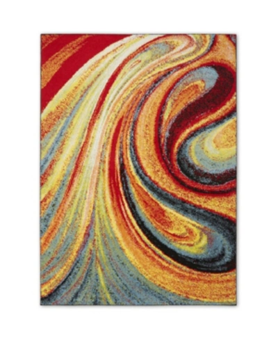 Global Rug Designs Burst Bur01 Red 5'2" X 7'2" Area Rug