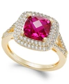 Macy's Lab-created Ruby (2-1/2 Ct. T.w.) And White Sapphire (1/2 Ct. T.w.) Ring In 14k Gold-plated Sterling In Red