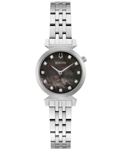 Bulova Women's Classic Regatta Diamond-accent Stainless Steel Bracelet Watch 24mm In Silver-tone