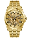 Bulova Classic Mens Automatic Gold Tone Stainless Steel Bracelet Watch 97a162 In Gold-tone