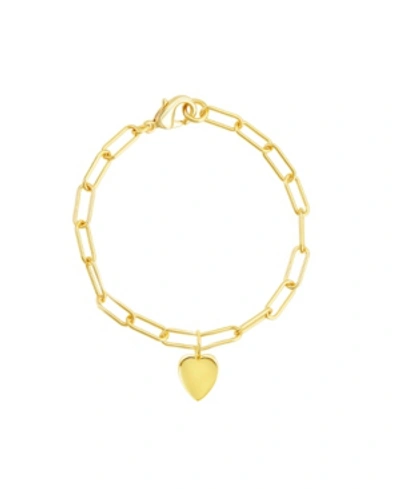 Adornia Paperclip Chain Bracelet With Heart In Yellow