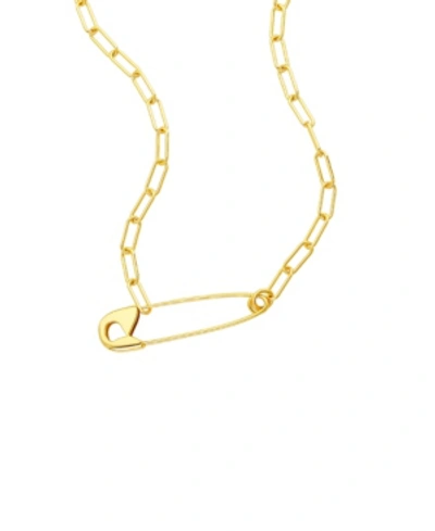 Adornia Safety Pin Paper Clip Necklace In Yellow