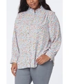 Nydj Plus Size Ruffle Neck Blouse In Canyon Geo