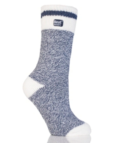 Heat Holders Women's Original Cream Block Twist Thermal Socks In Navy