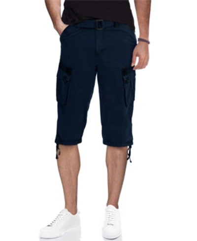 X-ray Men's Belted Capri Cargo Shorts In Navy