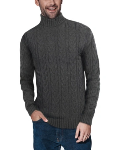 X-ray Men's Cable Knit Roll Neck Sweater In Charcoal