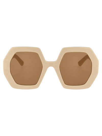 Gucci Gg0772s Sunglasses In 002 Ivory Ivory Brown