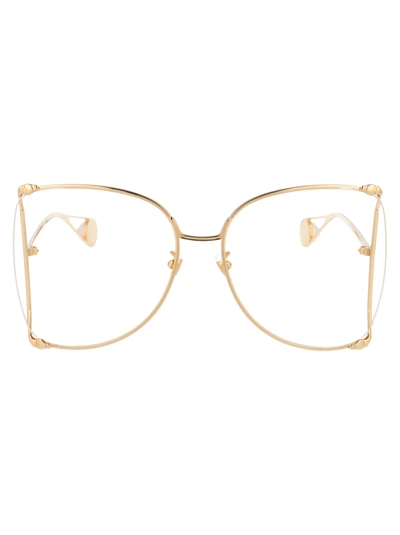 Gucci Gg0252s Sunglasses In 001 Gold Gold Transparent