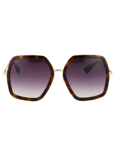 Gucci Gg0106s Sunglasses In 002 Havana Gold Brown