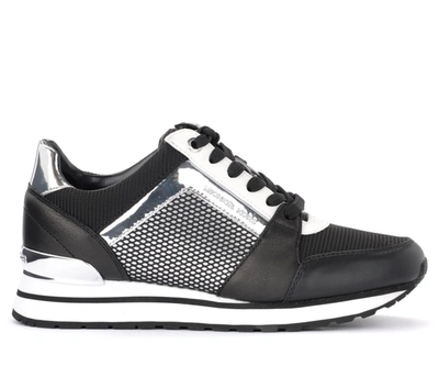 Michael Kors Sneaker Billie Trainer Model Made Of Black And Silver Leather In Multicolor