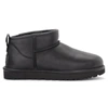 Ugg Womens Black Classic Ultra Mini Logo-patch Leather Ankle Boots Eur 40 / 7 Uk In Nero