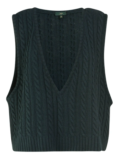 Jejia Braid Knit Vest In Dark Green