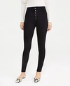 ANN TAYLOR PETITE SCULPTING POCKET HIGH RISE SKINNY JEANS IN CLASSIC BLACK WASH,553101