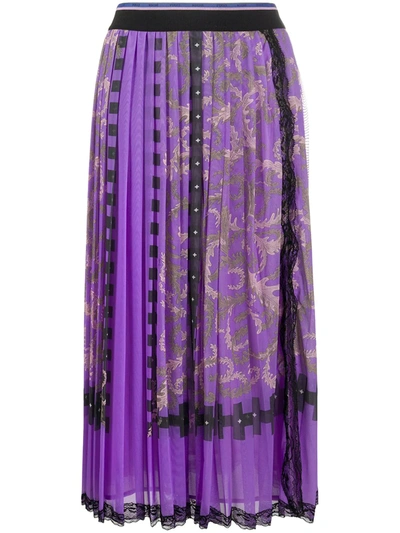 Emilio Pucci 打褶印花长款半身裙 In Purple