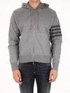 Thom Browne Tonal 4 Bar Cotton Sweatshirt Hoodie In Grey