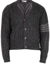 THOM BROWNE WOOL CARDIGAN GRAY,34809305