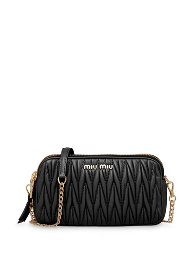 Miu Miu Matelassé-effect Mini-bag In Black