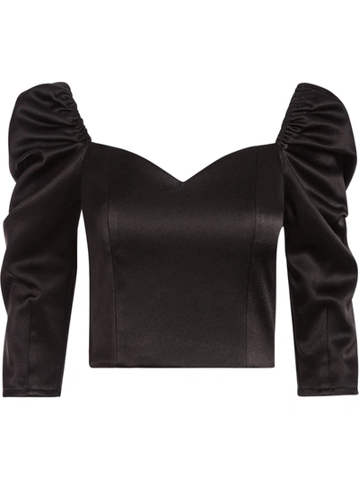 Alice And Olivia Alice + Olivia Solange Mutton Sleeve Top In Black