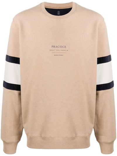 Brunello Cucinelli Practice What You Preach Sweatshirt In Neutrals