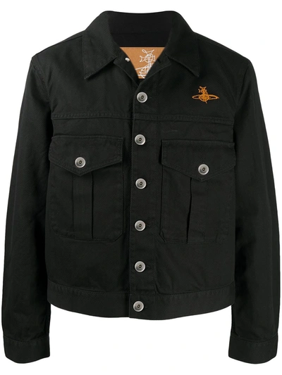 Vivienne Westwood Orb-embroidered Herringbone Jacket In Black