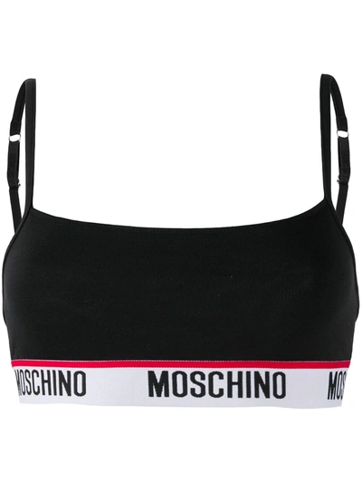 Moschino Logo-tape Sports Bra In Black