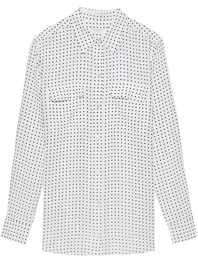 Equipment Slim Fit Signature Dot Print Silk Button-up Blouse In Natural White