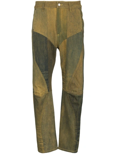 Marine Serre Ombré Patchwork Jeans In Yellow