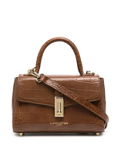 Lancaster Crocodile-effect Tote Bag In Brown