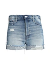 Mother The Dutchie High-rise Fray Destructed Denim Shorts In Blue