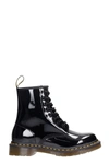 DR. MARTENS' 1460 COMBAT BOOTS IN BLACK PATENT LEATHER,11591475