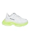 Balenciaga Triple S Clear Sole Sneakers In White/fluo Yellow