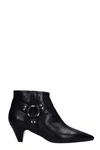 ANNA F. LOW HEELS ANKLE BOOTS IN BLACK LEATHER,11591198