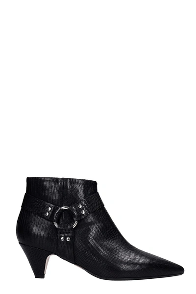 Anna F. Low Heels Ankle Boots In Black Leather
