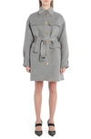 FENDI FF LOGO BELTED FLEECE WOOL & SILK COAT,FF8744-A5HD