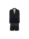 Valentino Single-breasted Patchwork Wool-blend Coat In Grigio/navy