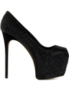 Giuseppe Zanotti Crystal Embellished Open Toe Pumps In Black