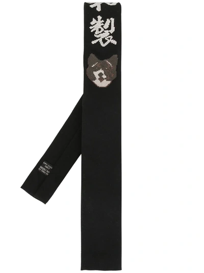 Yohji Yamamoto Embroidered Motif Tie In Black