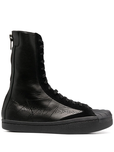 Yohji Yamamoto Signature-stitch High-top Sneakers In Black