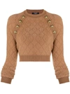 BALMAIN BUTTON-DETAIL CROPPED JUMPER