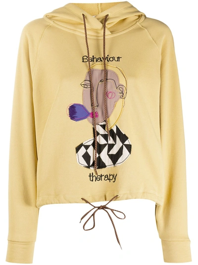 Alysi Abstract Print Hoodie In Yellow